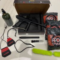 GOG eNMy 68 Calibre Marker with 50 calibre converter kit, gas bottle, 1,500 paint balls, two cleaning tools, GUN IN MINT CONDITION ONLY USED ONCE